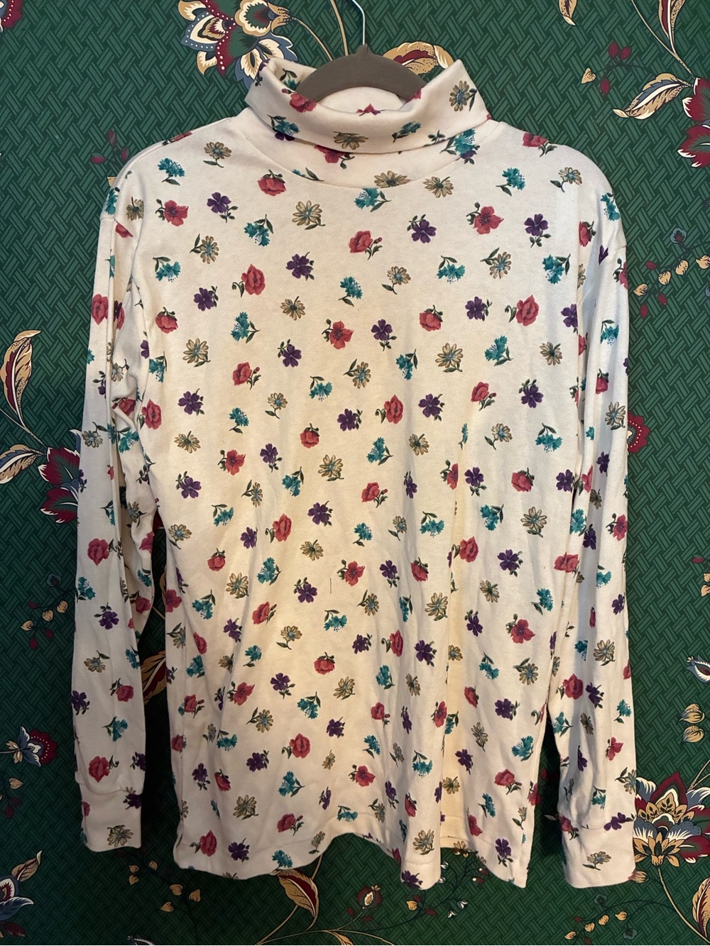 Floral Turtleneck Sweater - Women's Long Sleeve